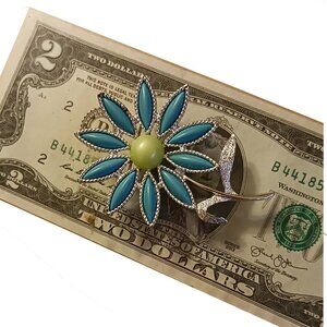 Turqupise Daisy Brooch